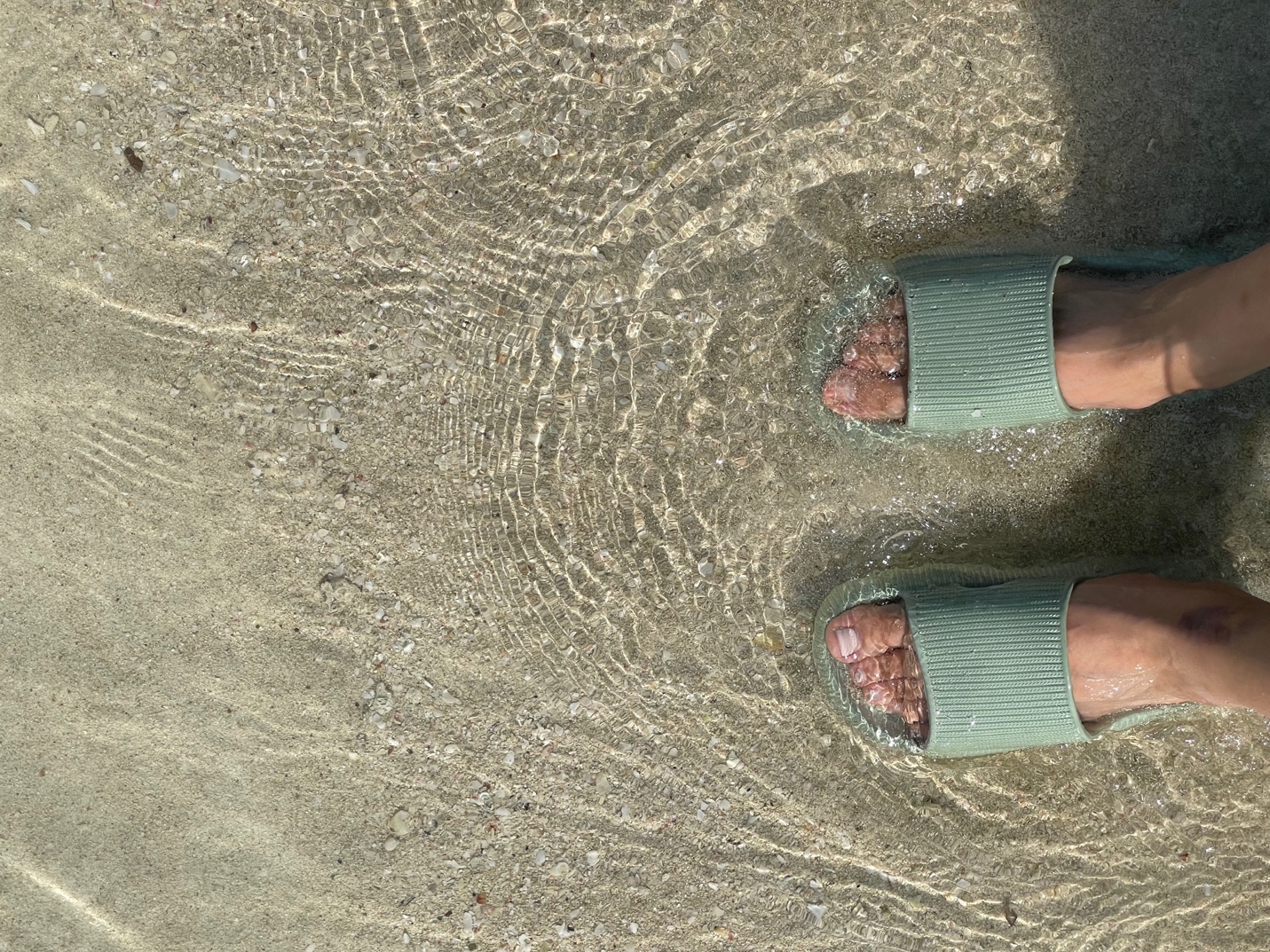 A person's feet in the sand Description automatically generated with low confidence